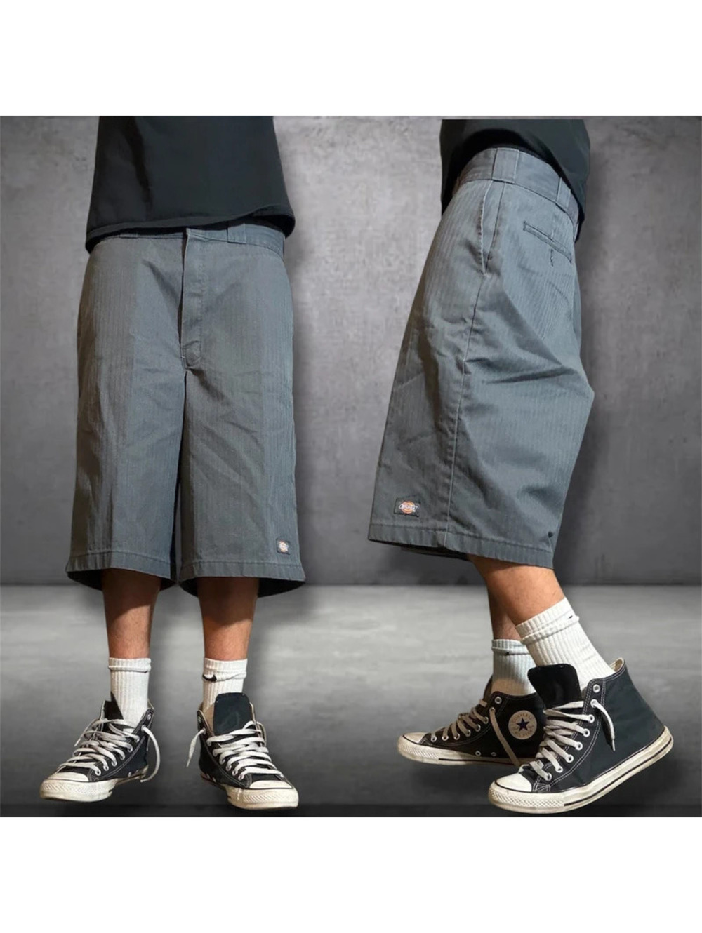 Y2K gray dickies baggy shorts with lines